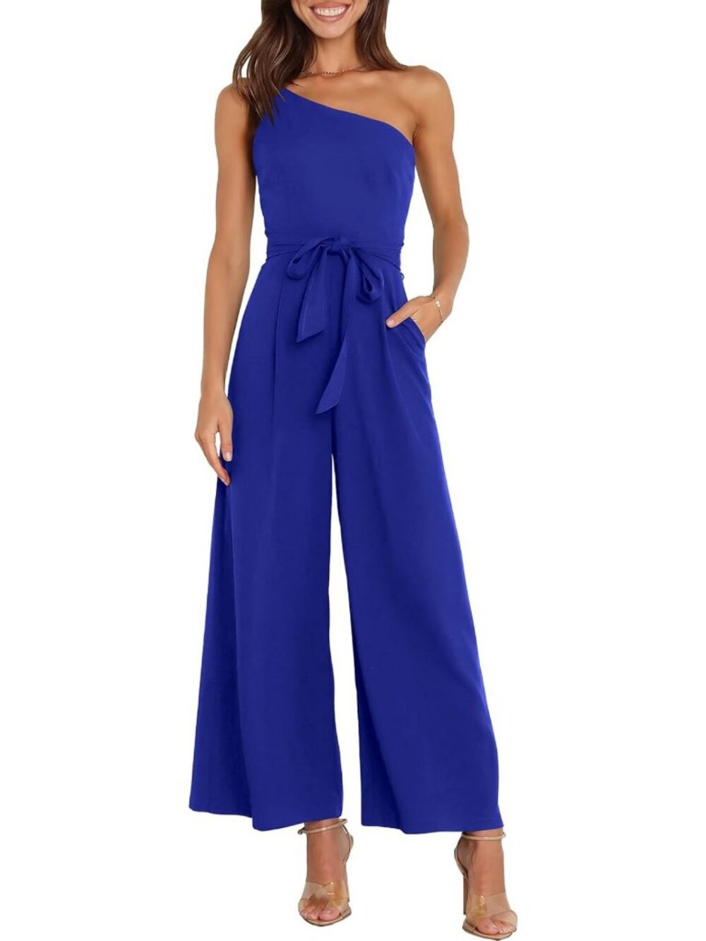 Chic One Shoulder Sleeveless Jumpsuit for Women | Dressy Romper Outfit